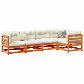 Set de sofás jardín 5 pzas con cojines madera pino marrón cera by vidaXL, Garden sets - Ref: Foro24-3299435, Price: 587,98 €,...
