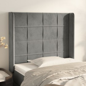 Cabecero con orejas de terciopelo gris claro 103x16x118/128 cm en Cabeceros y pies de cama | Comprar online en Foro24