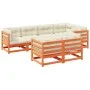 Set de sofás jardín 7 pzas con cojines madera pino marrón cera by vidaXL, Garden sets - Ref: Foro24-3299494, Price: 879,23 €,...
