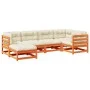 Set de sofás jardín 6 pzas con cojines madera pino marrón cera by vidaXL, Garden sets - Ref: Foro24-3299524, Price: 680,56 €,...