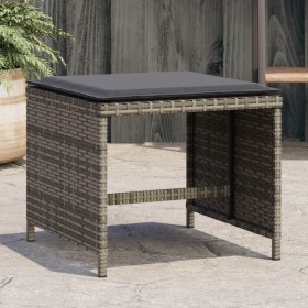 Taburetes de jardín con cojines 4 uds ratán PE gris 40x40x35 cm by vidaXL, Outdoor ottomans - Ref: Foro24-4007485, Price: 93,...