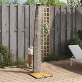 Ducha de exterior ratán PE y madera acacia gris 55x60x224 cm by vidaXL, Pool and spa accessories - Ref: Foro24-368210, Price:...