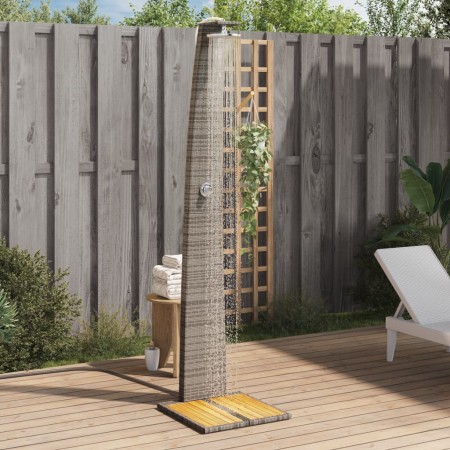 Außendusche aus PE-Rattan und grauem Akazienholz 55x60x224 cm. von vidaXL, Pool- und Spa-Zubehör - Ref: Foro24-368210, Preis:...