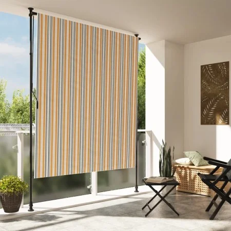 Persiana enrollable exterior tela acero amarillo y blanco de vidaXL, Toldos - Ref: Foro24-368774, Precio: 76,39 €, Descuento: %