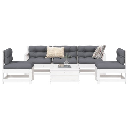 Gartensitzgruppe 6-teilig Massivholz Kiefer Weiß von vidaXL, Gartensets - Ref: Foro24-3250729, Preis: 409,62 €, Rabatt: %