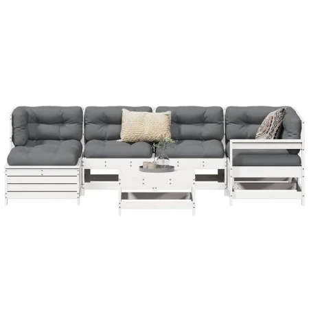 Juego de sofás de jardín 7 pzas madera maciza de pino blanco by vidaXL, Garden sets - Ref: Foro24-3250949, Price: 437,25 €, D...