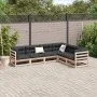 Juego de sofás de jardín 6 pzas con cojines madera maciza pino by vidaXL, Garden sets - Ref: Foro24-3299456, Price: 583,93 €,...