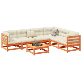 Set de sofás jardín 7 pzas con cojines madera pino marrón cera by vidaXL, Garden sets - Ref: Foro24-3299468, Price: 781,15 €,...