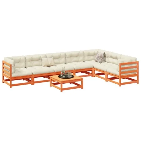 Gartensitzgruppe 8-teilig Massivholz Kiefer braun gewachst von vidaXL, Gartensets - Ref: Foro24-3299475, Preis: 504,36 €, Rab...