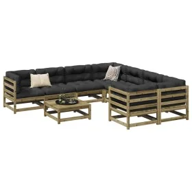 Set de sofás jardín 9 pzas con cojines madera pino impregnada by vidaXL, Garden sets - Ref: Foro24-3299373, Price: 845,54 €, ...