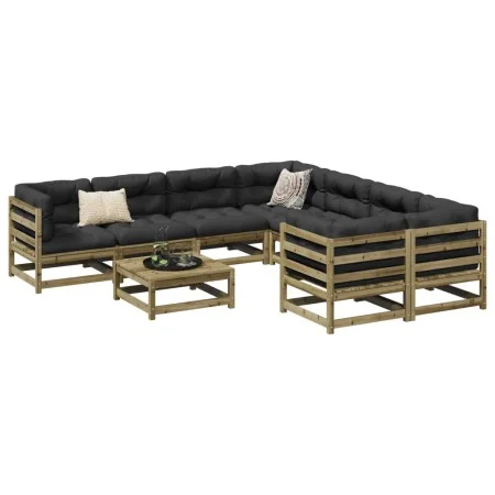 Set de sofás jardín 9 pzas con cojines madera pino impregnada by vidaXL, Garden sets - Ref: Foro24-3299373, Price: 848,92 €, ...