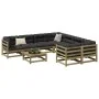 Set de sofás jardín 9 pzas con cojines madera pino impregnada by vidaXL, Garden sets - Ref: Foro24-3299373, Price: 848,92 €, ...