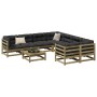 Set de sofás jardín 9 pzas con cojines madera pino impregnada by vidaXL, Garden sets - Ref: Foro24-3299373, Price: 848,92 €, ...