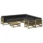 Set de sofás jardín 9 pzas con cojines madera pino impregnada by vidaXL, Garden sets - Ref: Foro24-3299373, Price: 848,92 €, ...