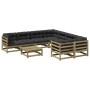 Set de sofás jardín 9 pzas con cojines madera pino impregnada by vidaXL, Garden sets - Ref: Foro24-3299373, Price: 848,92 €, ...