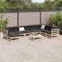 Juego de sofás de jardín 9 pzas con cojines madera maciza pino by vidaXL, Garden sets - Ref: Foro24-3299585, Price: 783,75 €,...