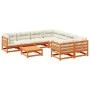 Set de sofás jardín 9 pzas con cojines madera pino marrón cera by vidaXL, Garden sets - Ref: Foro24-3299371, Price: 986,04 €,...