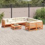 Set de sofás jardín 9 pzas con cojines madera pino marrón cera by vidaXL, Garden sets - Ref: Foro24-3299371, Price: 1,00 €, D...