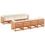 Set de sofás jardín 9 pzas con cojines madera pino marrón cera by vidaXL, Garden sets - Ref: Foro24-3299359, Price: 986,04 €,...