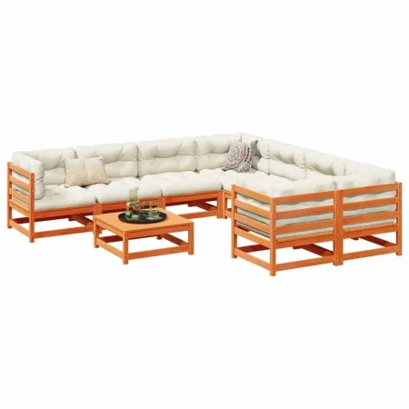 Gartensitzgruppe 9-teilig Massivholz Kiefer braun gewachst von vidaXL, Gartensets - Ref: Foro24-3299367, Preis: 557,08 €, Rab...