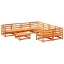 Juego de sofás de jardín 9 pzas madera maciza pino marrón cera de vidaXL, Conjuntos de jardín - Ref: Foro24-3299367, Precio: ...