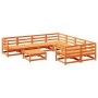 Juego de sofás de jardín 9 pzas madera maciza pino marrón cera by vidaXL, Garden sets - Ref: Foro24-3299367, Price: 564,34 €,...