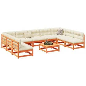 Juego de sofás de jardín 10 pzas madera maciza pino marrón cera by vidaXL, Garden sets - Ref: Foro24-3299593, Price: 608,90 €...