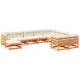 Juego sofás jardín 10 pzas con conjines madera pino marrón cera by vidaXL, Garden sets - Ref: Foro24-3299641, Price: 1,00 €, ...