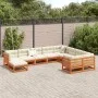 Juego sofás jardín 10 pzas con conjines madera pino marrón cera by vidaXL, Garden sets - Ref: Foro24-3299641, Price: 1,00 €, ...