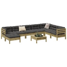 Set de sofás jardín 9 pzas con cojines madera pino impregnada by vidaXL, Garden sets - Ref: Foro24-3299591, Price: 766,62 €, ...