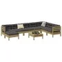 Set de sofás jardín 9 pzas con cojines madera pino impregnada by vidaXL, Garden sets - Ref: Foro24-3299591, Price: 766,34 €, ...