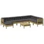 Set de sofás jardín 9 pzas con cojines madera pino impregnada by vidaXL, Garden sets - Ref: Foro24-3299591, Price: 766,34 €, ...