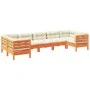 Set de sofás jardín 7 pzas con cojines madera pino marrón cera by vidaXL, Garden sets - Ref: Foro24-3299622, Price: 612,99 €,...