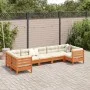 Set de sofás jardín 7 pzas con cojines madera pino marrón cera by vidaXL, Garden sets - Ref: Foro24-3299622, Price: 612,99 €,...