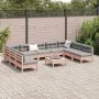Set de sofás de jardín 10 pzas con cojines madera abeto Douglas by vidaXL, Garden sets - Ref: Foro24-3299601, Price: 836,03 €...