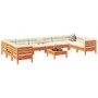 Set de sofás jardín 11 pzas con cojines madera pino marrón cera by vidaXL, Garden sets - Ref: Foro24-3299648, Price: 934,24 €...