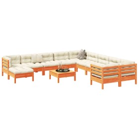 Gartensofa-Set, 12-teilig, mit Kissen, aus braun gewachstem Kiefernholz. von vidaXL, Gartensets - Ref: Foro24-3299655, Preis:...