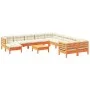 Set de sofás jardín 12 pzas con cojines madera pino marrón cera by vidaXL, Garden sets - Ref: Foro24-3299655, Price: 998,90 €...