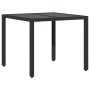 Mesa de jardín superficie de vidrio ratán PE negro 90x90x75 cm by vidaXL, Garden tables - Ref: Foro24-365586, Price: 104,76 €...