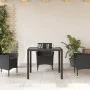 Mesa de jardín superficie de vidrio ratán PE negro 90x90x75 cm de vidaXL, Mesas de jardín - Ref: Foro24-365586, Precio: 104,7...