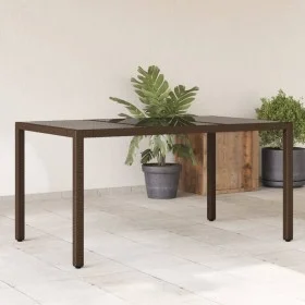Gartentisch mit Glasoberfläche, braunes PE-Rattan, 150x90x75cm. von vidaXL, Gartentische - Ref: Foro24-365590, Preis: 141,81 ...