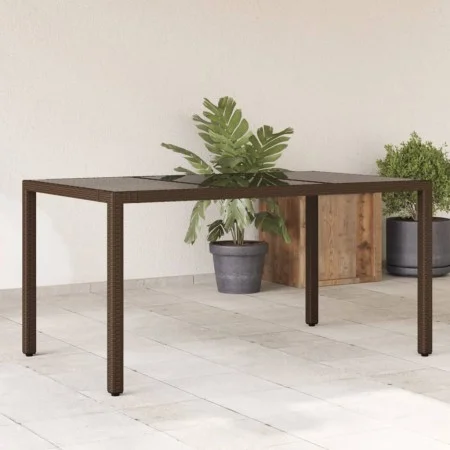 Mesa de jardín superficie de vidrio ratán PE marrón 150x90x75cm by vidaXL, Garden tables - Ref: Foro24-365590, Price: 141,81 ...