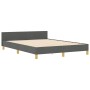 Estructura de cama con cabecera Gris oscuro 160 x 200 cm tela