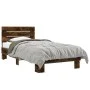 Estructura cama madera ingeniería metal roble humo 75x190 cm de vidaXL, Camas y somieres - Ref: Foro24-845749, Precio: 72,54 ...