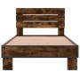 Estructura cama madera ingeniería metal roble humo 75x190 cm de vidaXL, Camas y somieres - Ref: Foro24-845749, Precio: 65,85 ...