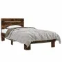 Estructura cama madera ingeniería metal roble ahumado 90x190 cm de vidaXL, Camas y somieres - Ref: Foro24-845754, Precio: 90,...