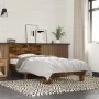 Estructura cama madera ingeniería metal roble ahumado 90x190 cm de vidaXL, Camas y somieres - Ref: Foro24-845754, Precio: 90,...