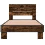 Estructura cama madera ingeniería metal roble ahumado 90x190 cm de vidaXL, Camas y somieres - Ref: Foro24-845754, Precio: 90,...