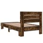 Engineered wood bed frame metal smoked oak 90x190 cm by vidaXL, Beds and slatted bases - Ref: Foro24-845754, Price: 90,02 €, ...