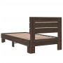 Estructura cama madera ingeniería metal marrón roble 90x190 cm